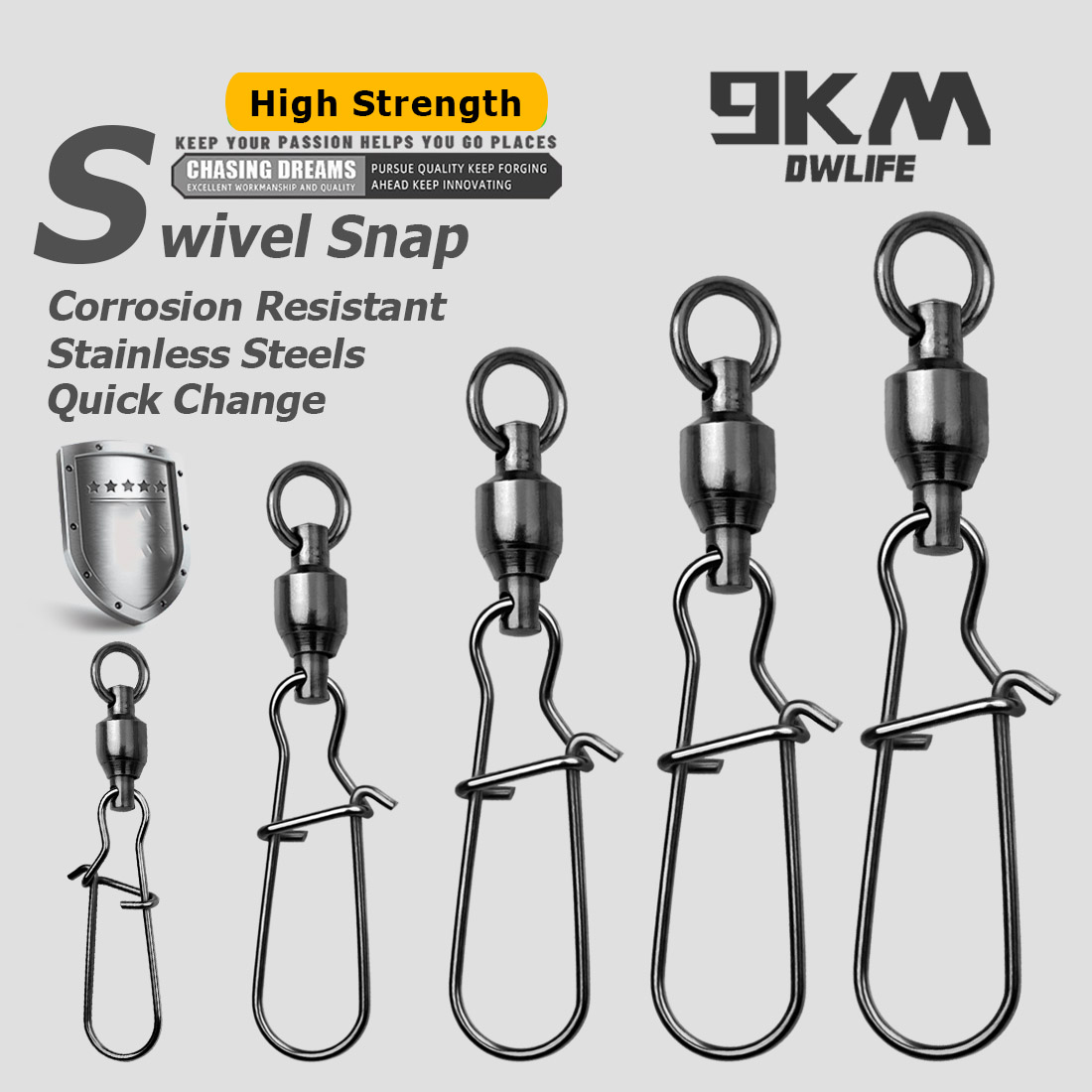 Monofilament Line - 9KM 10PCS Ball Bearing Swivel Snap